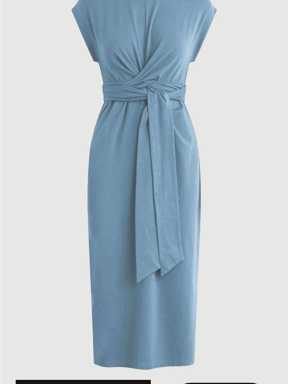 Modern Citizen Fei Tie-Front Organic Cotton Midi Dress - Dusty Blue
